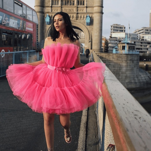 H&M X GIAMBATTISTA VALLI Hot Pink Tulle Dress - Picture 11 of 11